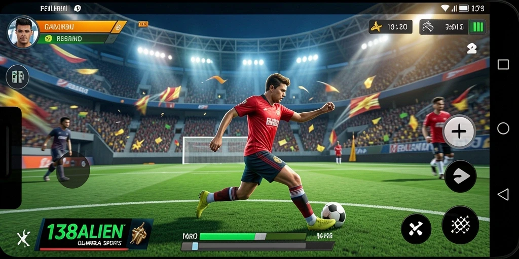 Screenshot utama 138ALIEN menampilkan aksi pertandingan olahraga yang seru.