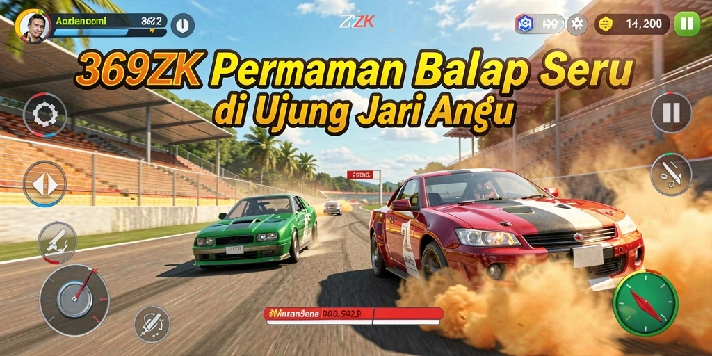 Screenshot gameplay 369ZK menunjukkan aksi balap yang intens dan grafis menawan.