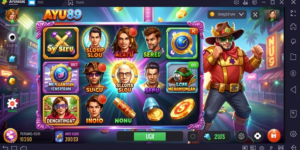 Tampilan gameplay AYU89 dengan berbagai tema slot.