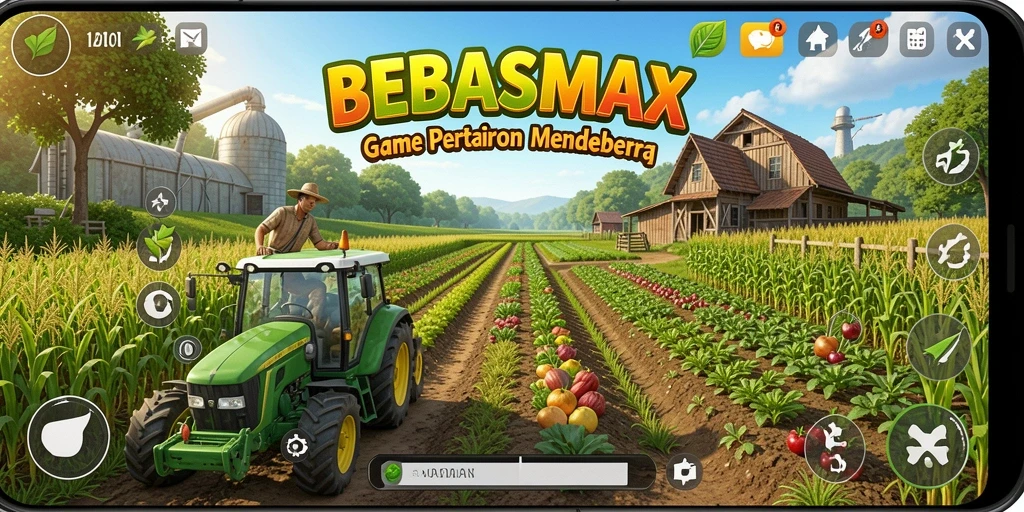 Gameplay BEBASMAX menampilkan aktivitas pertanian yang seru.