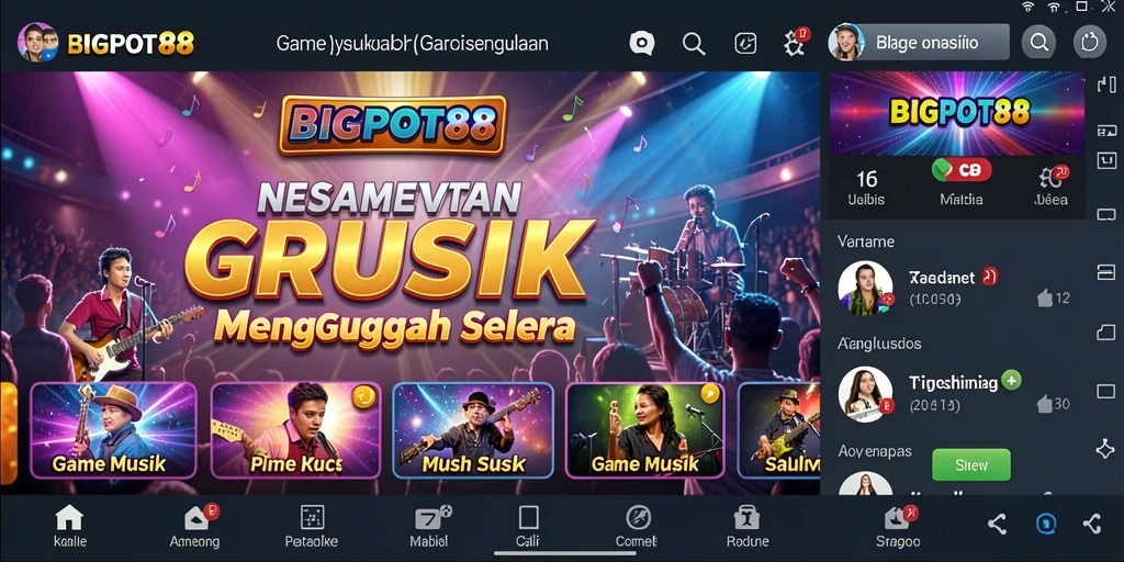 Screenshot gameplay BIGPOT88 menunjukkan pemain bersaing dalam menebak lagu.