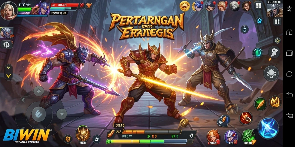 Screenshot BIWIN menampilkan pertarungan seru antara dua karakter di arena.