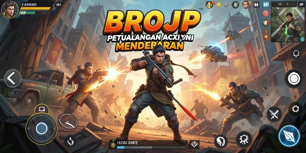 Screenshot gameplay BROJP menampilkan pertarungan penuh aksi dan strategi.