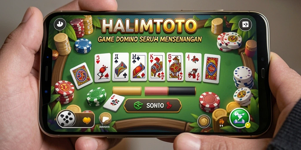 Tampilan gameplay seru dalam HALIMTOTO yang menampilkan aksi domino.