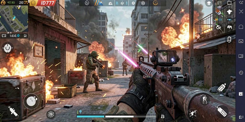 Tampilan gameplay ID777 yang penuh aksi dalam FPS.