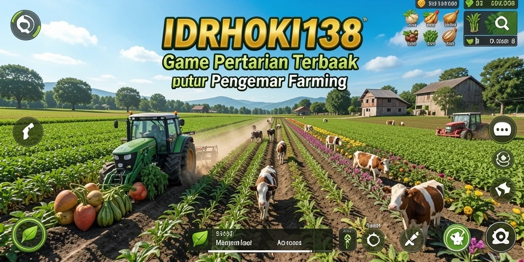 Tampilan gameplay seru dari IDRHOKI138 saat merawat ladang pertanian.