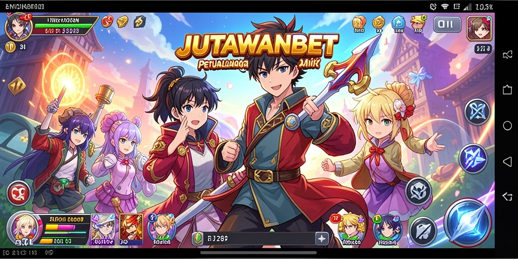Screenshot gameplay JUTAWANBET menampilkan aksi karakter anime yang dinamis.