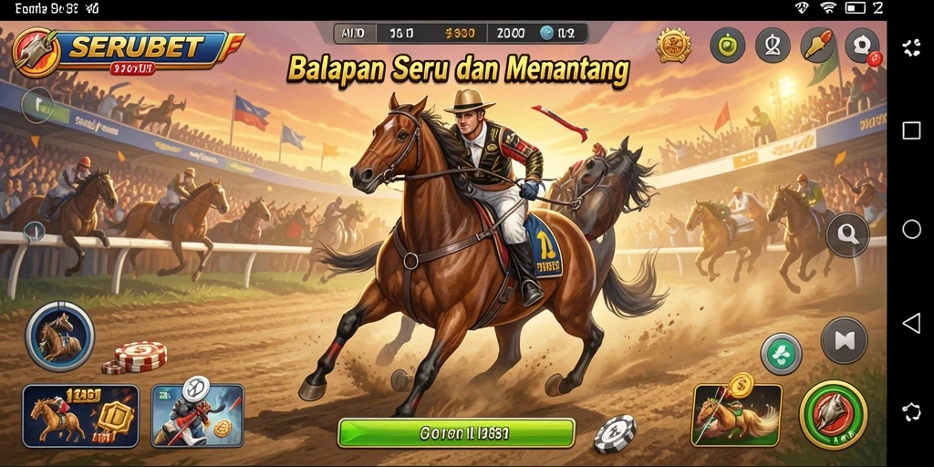 Tampilan menarik dari gameplay balapan SERUBET yang penuh aksi.