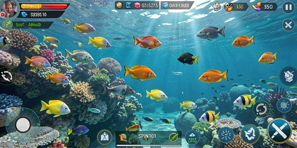 Tampilan screenshot gameplay Tembak Ikan SPIN101 yang menarik.