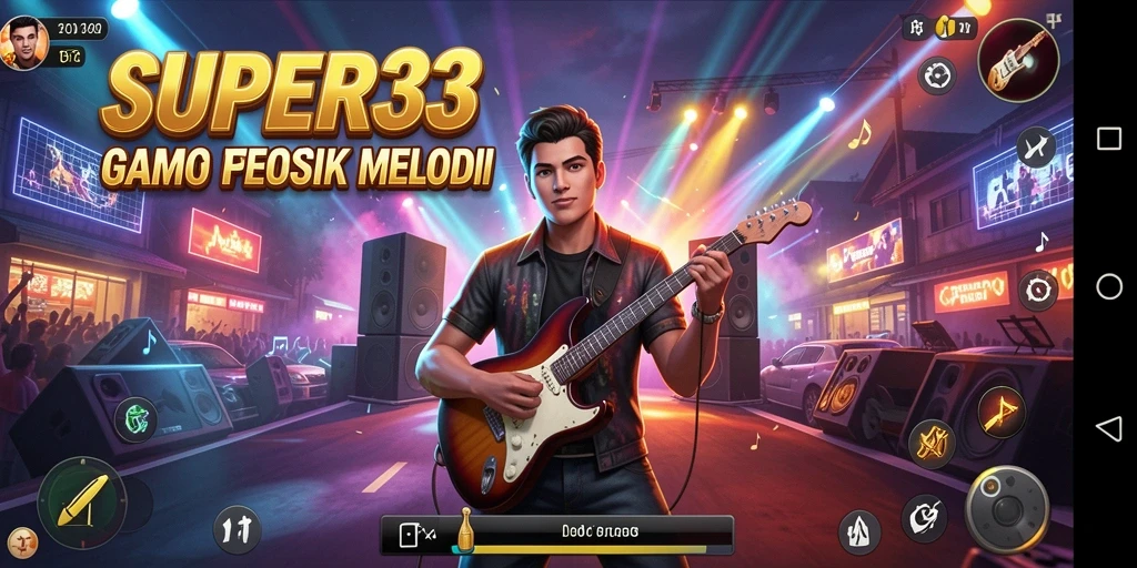 Tampilan gameplay SUPER33 dengan berbagai lagu seru.
